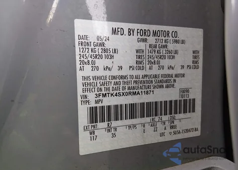 2024 Ford Mustang Mach-E Gt from USA, damaged, VIN 3FMTK4SX0RMA11871